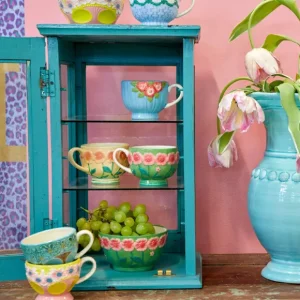 Rice Bols & Coupelles>Bol Avec Fleurs En Relief En Ceramique - Rose