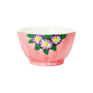 Rice Bols & Coupelles>Bol Avec Fleurs En Relief En Ceramique - Rose