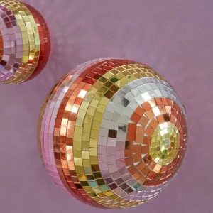 Rice Accessoires Design>Boule Disco 29 Cm - Rayures Rose