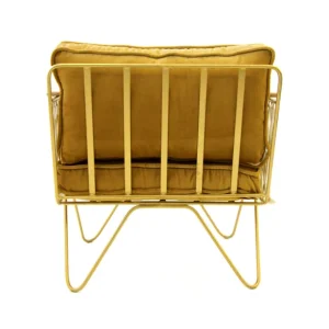 Honoré Fauteuils & Repose-Pieds>Fauteuil Croisette En Velours Camel - Dore & Bois Clair