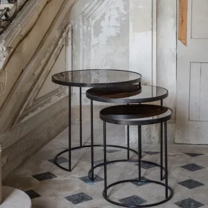 Ethnicraft Tables Basses & D'Appoint>Set De 2 Tables D'Appoint Heavy Aged Bronze