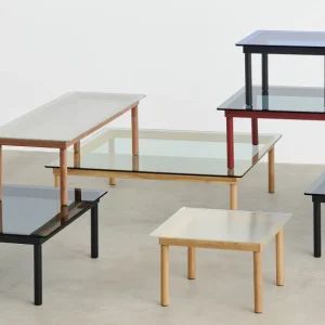 Hay Tables Basses & D'Appoint>Table Basse Kofi Chene Massif & Verre Teinte Gris - L 80 X L 80 X H 36 Cm
