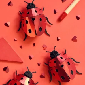 Assembli Art Mural>Trophee Origami Coccinelle Lady Lovebug - Rouge Ruby
